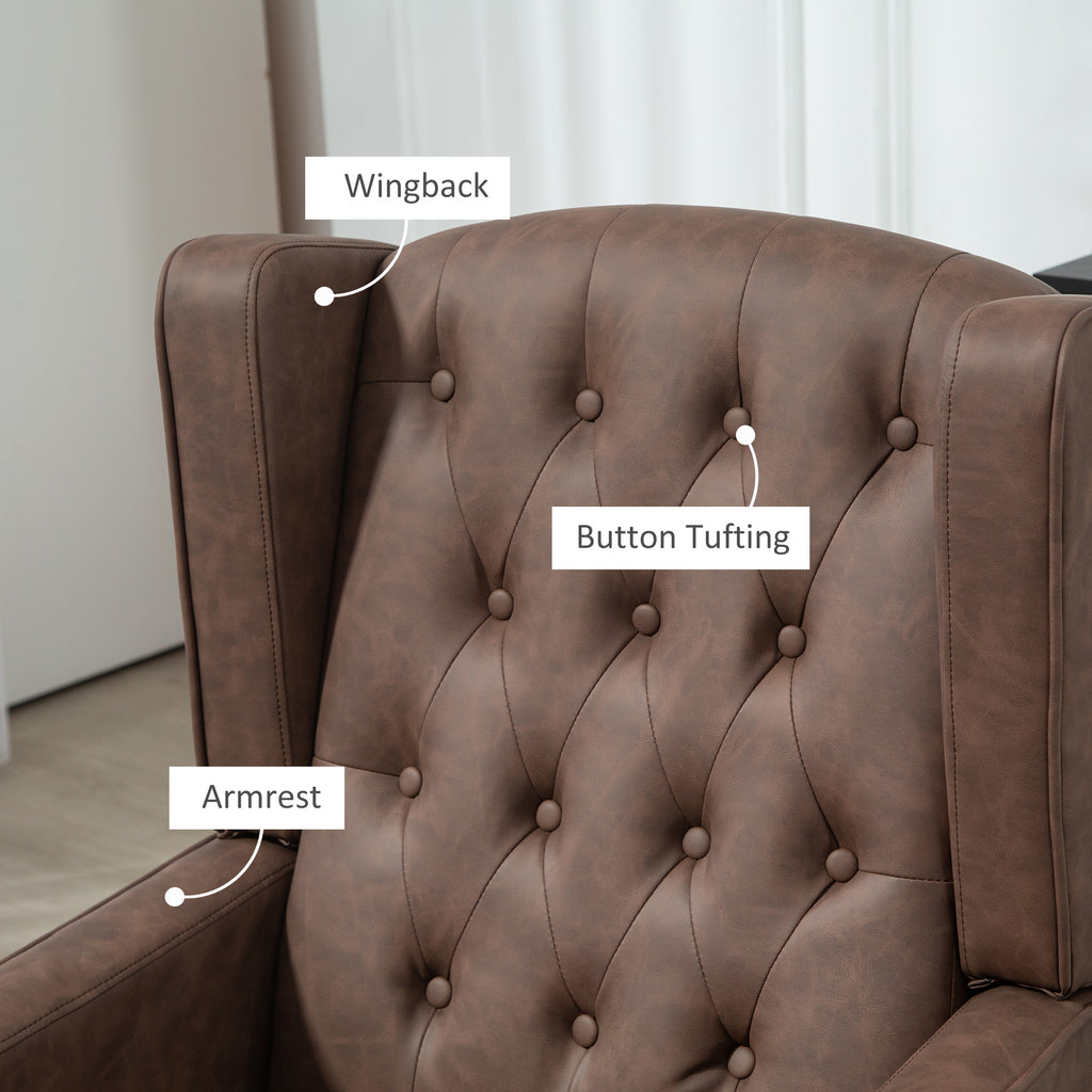 RAYA Accent Chair Small Cozy Comfortable Modern Faux Leather Thick Padding for Living Room, Bedroom, Home Office-Brown