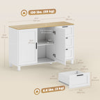 Vesper Buffet Cabinet with Soft-Close Doors, Modern Sideboard with 3 Drawers for Living Room, Kitchen, Dining Room, White