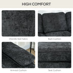 Halston Modern RHF Sectional with Tufted 3-Seater Cushions and Wooden Legs-Black