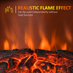 Clover electric fireplace heater with realistic flame effect and modern indoor heating design