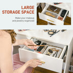 Olivia Makeup Vanity Table Set with Stool, Dressing Table with LED Lighting Mirror, Drawers, for Bedroom, White