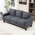 Drew Modern 3 Seater Linen Upholstered Sofa-Charcoal Grey