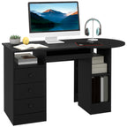 Parker Office Desk with Storage, Modern Computer Workstation Desk with Keyboard Tray-Black