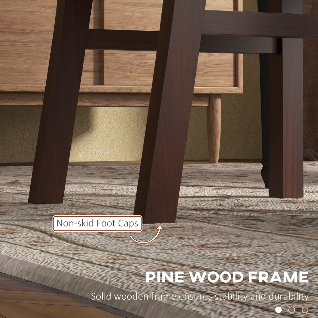 Parker Farmhouse Dining Table Chairs Set of 2, Pine Wood Kitchen Table Chairs with PU Leather Cushion for Living Room, Bedroom