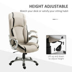 Fisher Office Chair PU Leather Executive on Rolling Wheels Task Computer Height Adjustable Swivel Ergonomic, Beige and Black