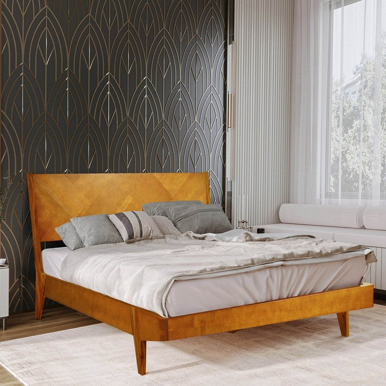 Solid wood bed frame