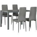 Zaya 5-Piece Rectangular Glass Dining Set for Small Spaces-Grey