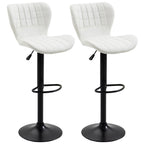 Avion Counter/Barstools with Adjustable Height and Swivel-Set of 2-White
