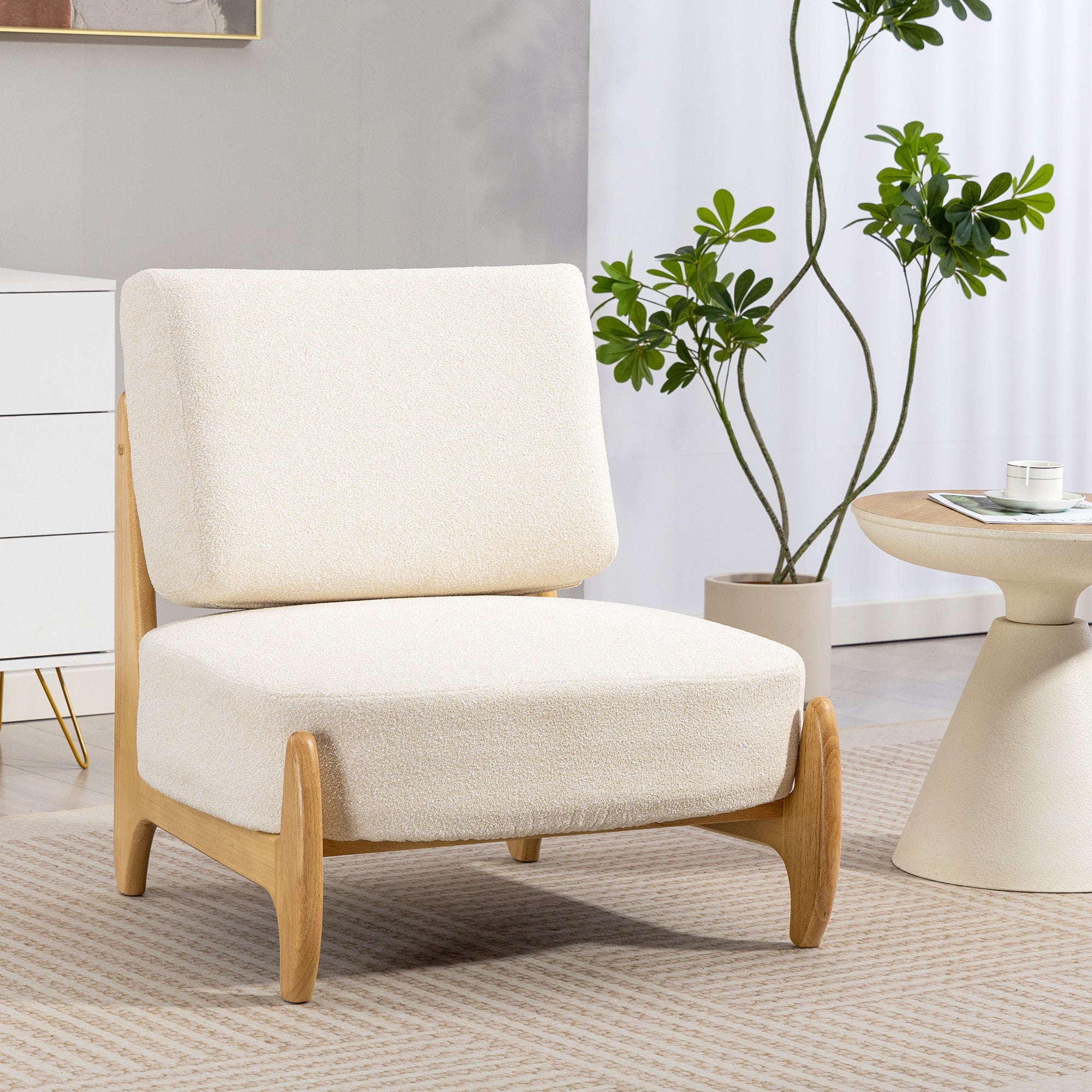 Camden Modern Accent Chair-Cream White