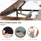 Arden Adjustable Drafting Table Art Desk Drawing Table Craft Desk Workstation for Painting Multifunctional Writing Desk with Tiltable Tabletop and Storage Shelf Rustic Brown