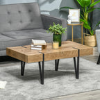 Aubrey Rustic Coffee Table, Rectangle Nature Central Table with Steel Hairpin Legs for Living Room
