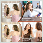 Olivia Makeup Vanity Table Set with Stool, Dressing Table with LED Lighting Mirror, Drawers, for Bedroom, White