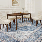Brady 8x10 Vintage Machine Washable and Non-Slip Floor Area Rug-Blue