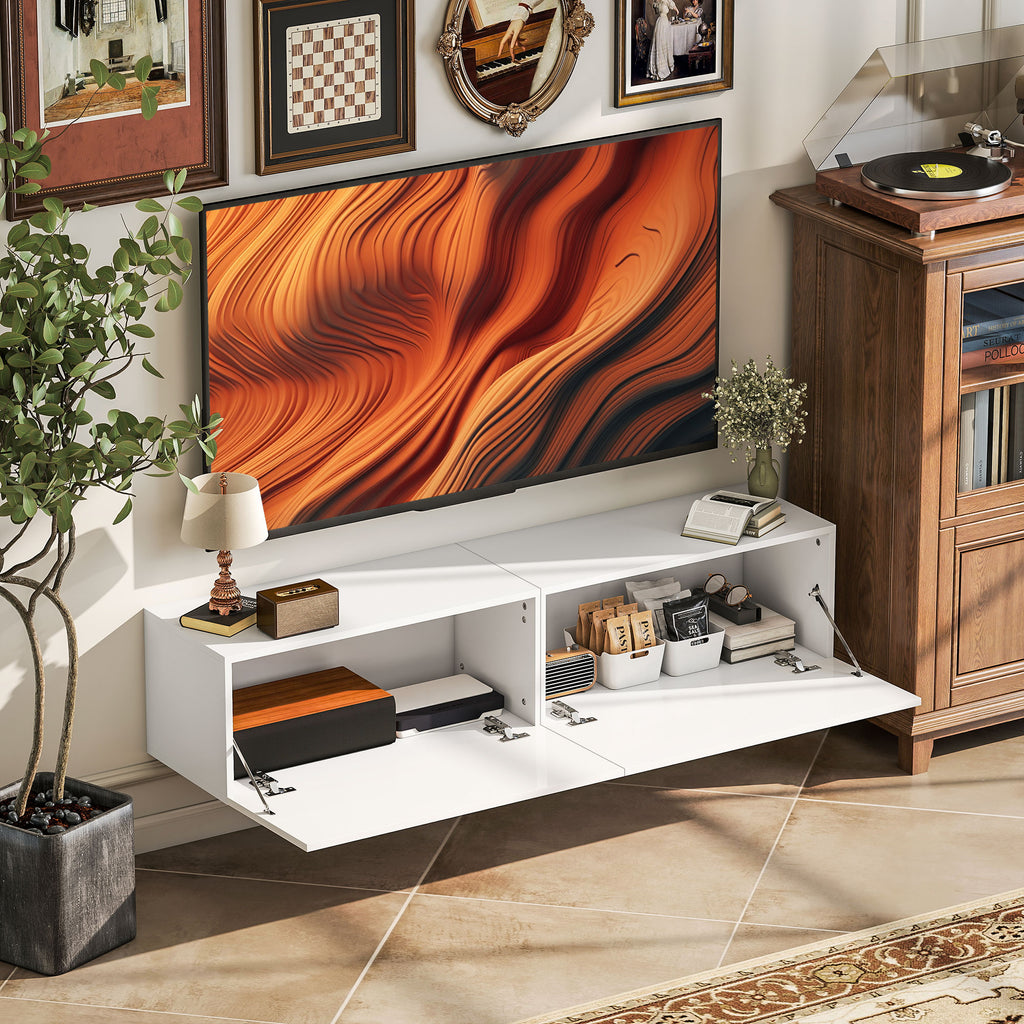 Floating TV Stand with Storage Cupboards for 45 55 65in TVs