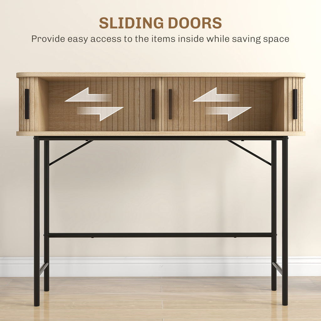Julian Modern-Mid-Century Narrow Entryway/Console Table with Storage-Oak