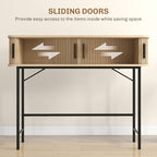 Julian Modern-Mid-Century Narrow Entryway/Console Table with Storage-Oak