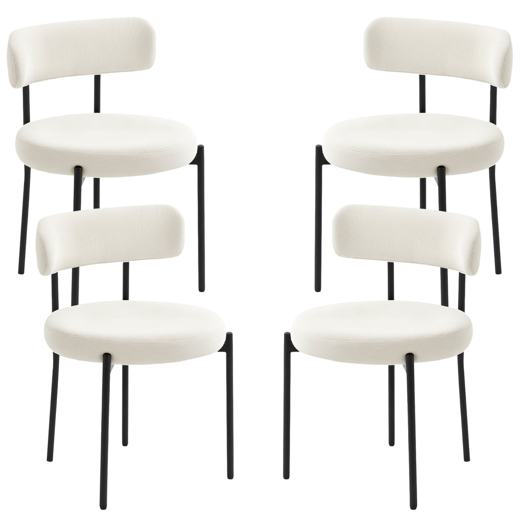 Cruz 4 Pieces Kitchen Chairs, Modern Dining Chairs w/ Corduroy Upholstery and Steel Legs for Living Room, Beige
