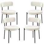 Cruz 4 Pieces Kitchen Chairs, Modern Dining Chairs w/ Corduroy Upholstery and Steel Legs for Living Room, Beige