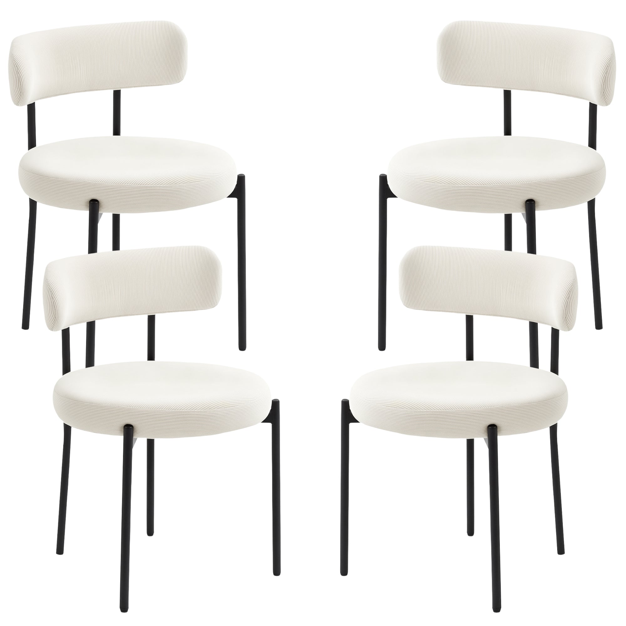Cruz 4 Pieces Kitchen Chairs, Modern Dining Chairs w/ Corduroy Upholstery and Steel Legs for Living Room, Beige
