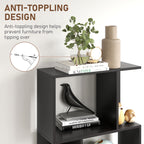 Nevada Modern 5-Tier Geometric S-Shaped Bookcase-Black