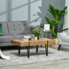 Aubrey Rustic Coffee Table, Rectangle Nature Central Table with Steel Hairpin Legs for Living Room