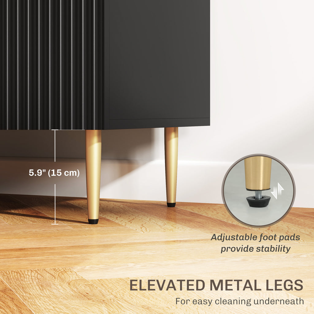 Ellis Modern Kitchen Storage Cabinet, Sideboard Buffet Cabinet w/ 3 Drawers and Adjustable Shelves for Kitchen Hallway, Black