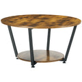 Matt 2-Tier Round Coffee Table with Storage Shelf