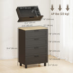 Taylor Chest for Bedroom with 4 Drawers, Chest of Drawers with Solid Wood Legs for Closet, Living Room, Entryway, Black