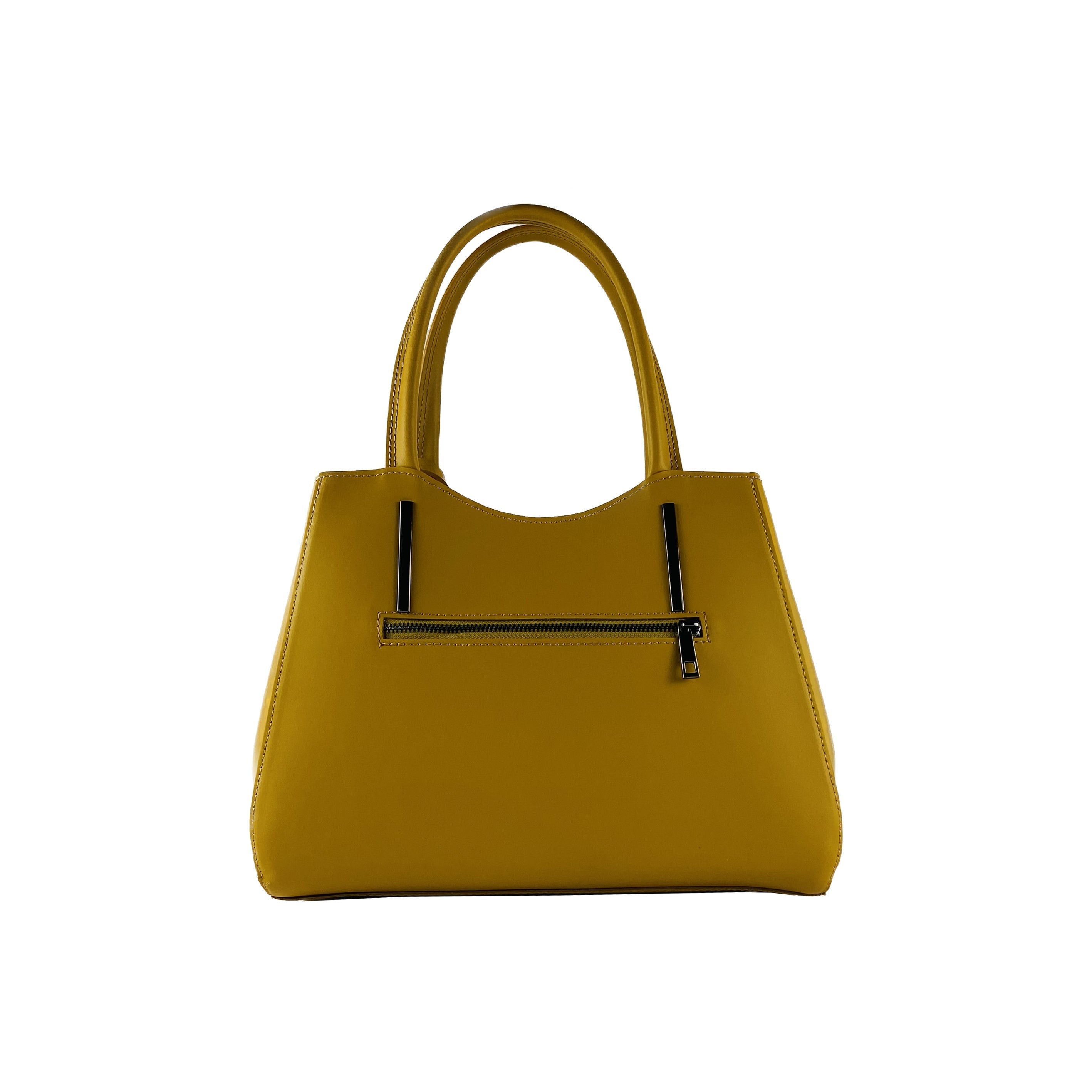 Women’s Genuine Leather Handbag – Mustard (Made in Italy)