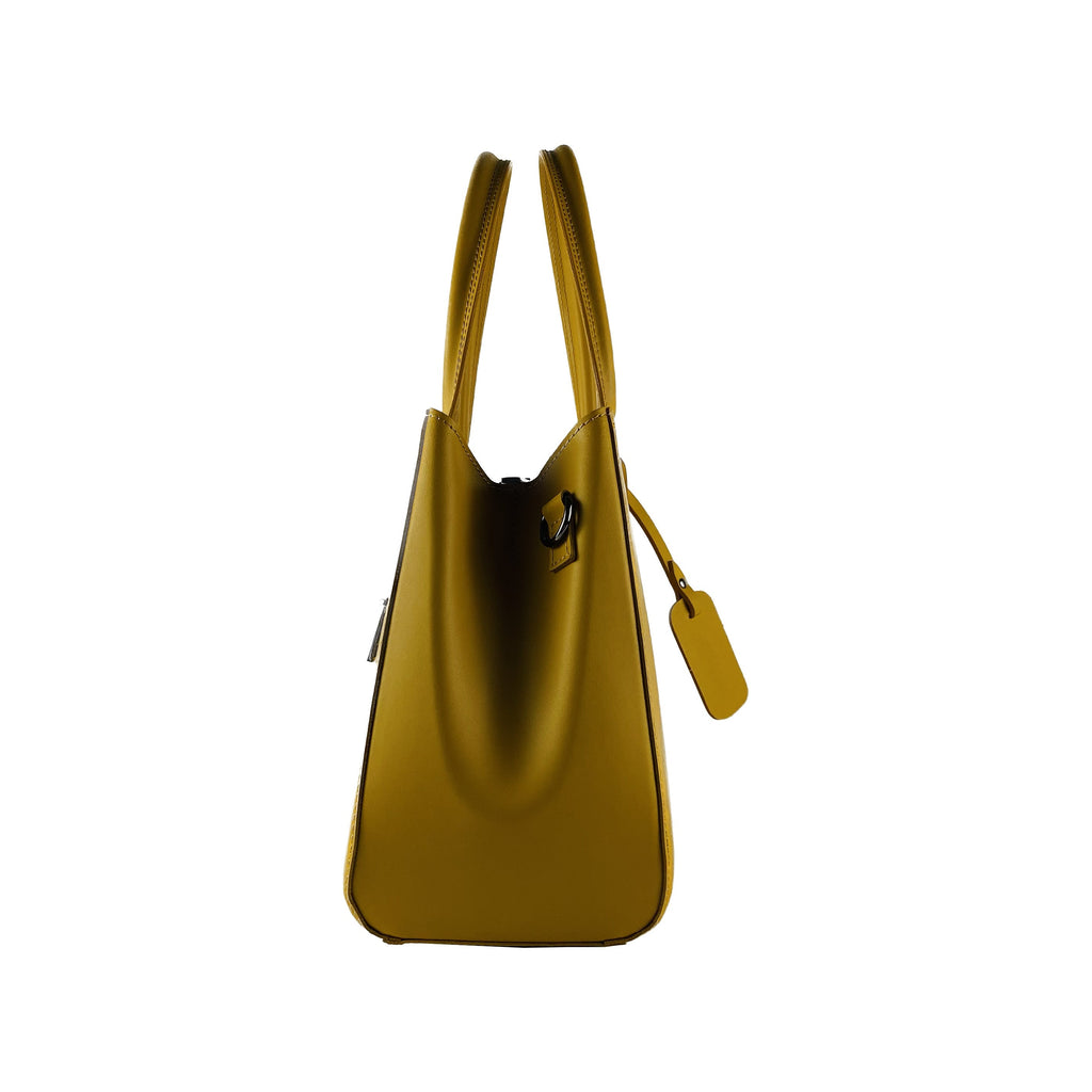 Women’s Genuine Leather Handbag – Mustard (Made in Italy)