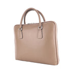 Unisex Italian Leather Business Briefcase – Taupe (Made in Italy)