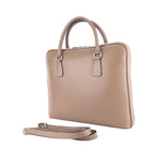 Unisex Italian Leather Business Briefcase – Taupe (Made in Italy)