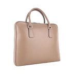 Unisex Italian Leather Business Briefcase – Taupe (Made in Italy)
