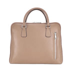 Unisex Italian Leather Business Briefcase – Taupe (Made in Italy)