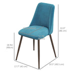 Rene Upholstered Dining Chairs Set of 4, Velvet Accent Chair with Back and Wood-grain Steel Leg for Kitchen, Blue