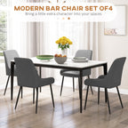 Blake PU Leather Kitchen Chairs, Modern Dining Chairs Set of 4 with Diamond Tufting and Steel Legs for Dining Room, Grey