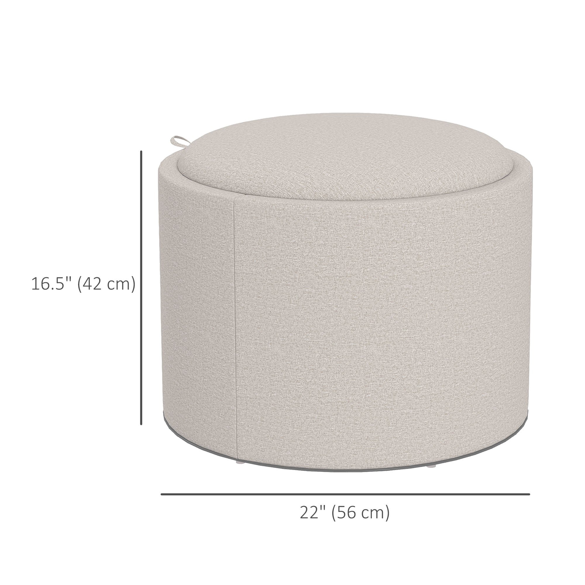 Ezra Round Coffee/End Table with Hidden Storage and Tray Top for Livingroom-Cream White
