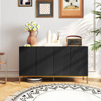 Cameron Sideboard Storage Cabinet with Adjustable Shelves, Soft-Close Doors, Kitchen Buffet Cabinet for Dining Room, Black