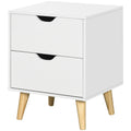 Jesse Nightstand with 2 Drawers and Pine Wood Legs-White