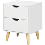 Jesse Modern Bedside Table, Nightstand with 2 Drawers and Pine Wood Legs for Bedroom, Living Room, White