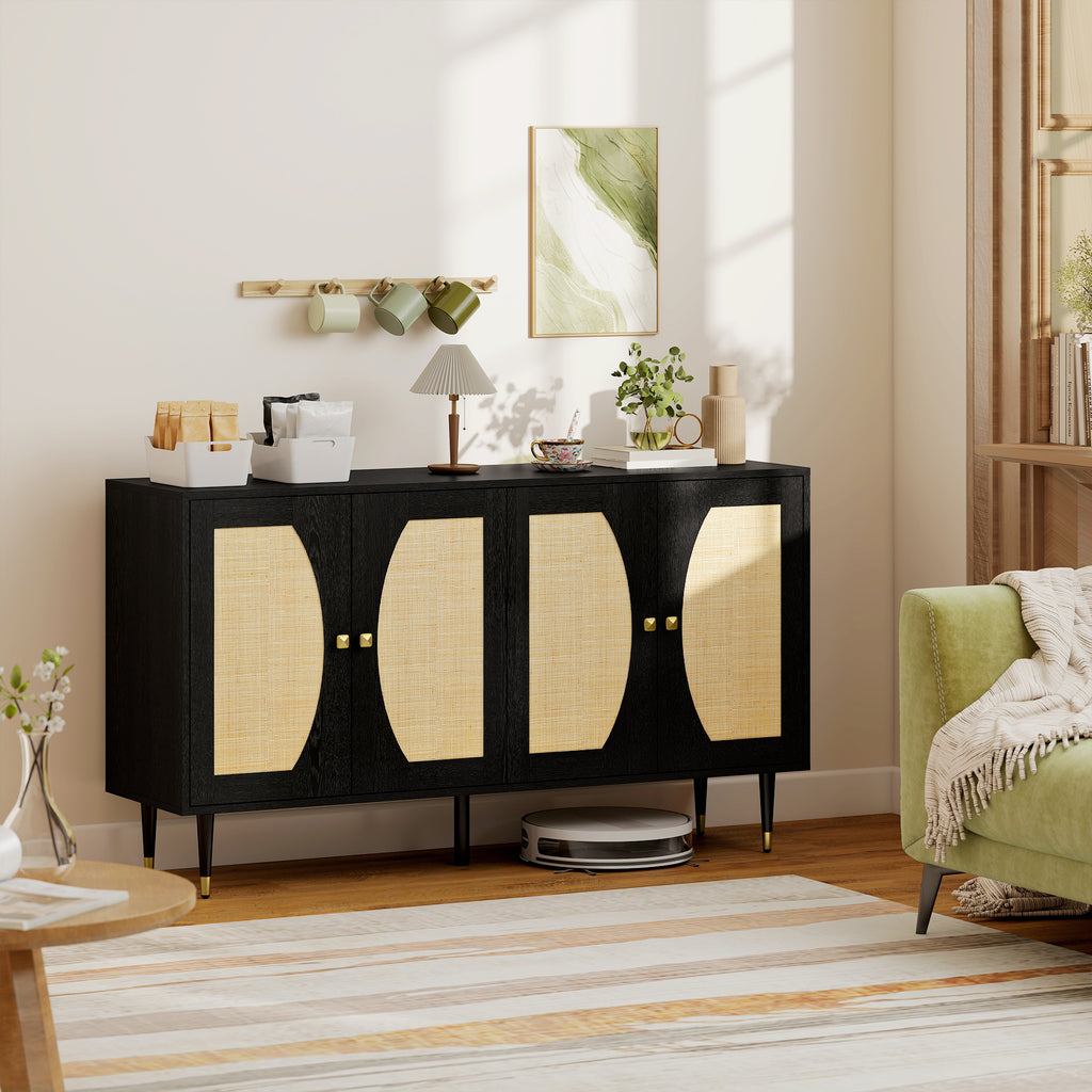 Boho Storage Cabinet with Adjustable Shelves