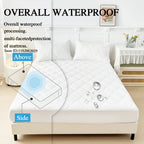 Breathable Waterproof Cotton Mattress Protector-Premium Fitted Sheet Mattress Cover-4 Sizes Available-White/Grey
