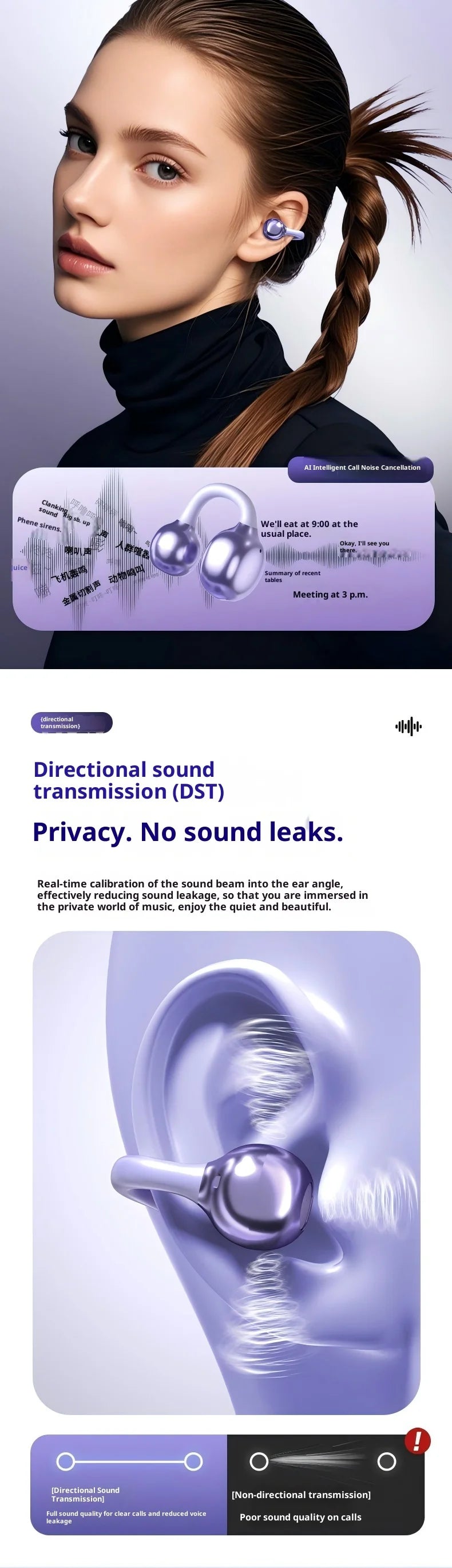 Original SONY OWS Ear Clip Wireless Bluetooth Headphones