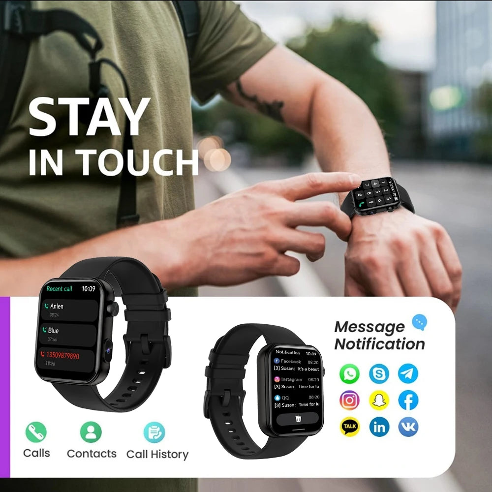 Elegant Waterproof Smart Watch with Camera, Video, Fitness & BT Calling