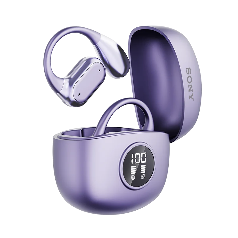 SONY Bluetooth 5.4 Ear Hook Headphones — Waterproof TWS Earbuds with HiFi Stereo &amp; LED Display