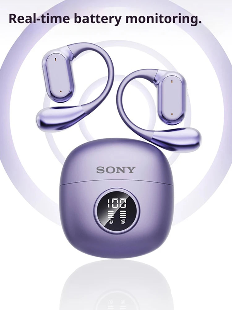 SONY Bluetooth 5.4 Ear Hook Headphones — Waterproof TWS Earbuds with HiFi Stereo &amp; LED Display