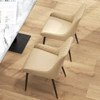 Blake Modern Dining Chairs with Diamond Tufting and Steel Legs-Set of 2-Khaki