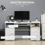 Bloom Computer Desk with Keyboard Tray and Drawers, Writing Desk, Home Office Workstation, White