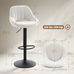 Cody Set of 2 Swivel and Adjustable height Counter/Barstools with Fabric Upholstery-Cream