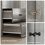Briar Modern Wardrobe Closet Armoire with 2 Drawers and Hanging Rod, Clothes Storage Organizer for Bedroom, Grey